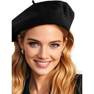 French Wool Beret Hats Solid Color Classic Beanie Winter Red Cap Painter Berets